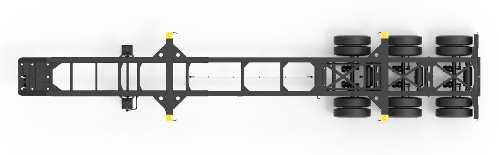 33' Tridem Slider Container Chassis Orthographic Top View
